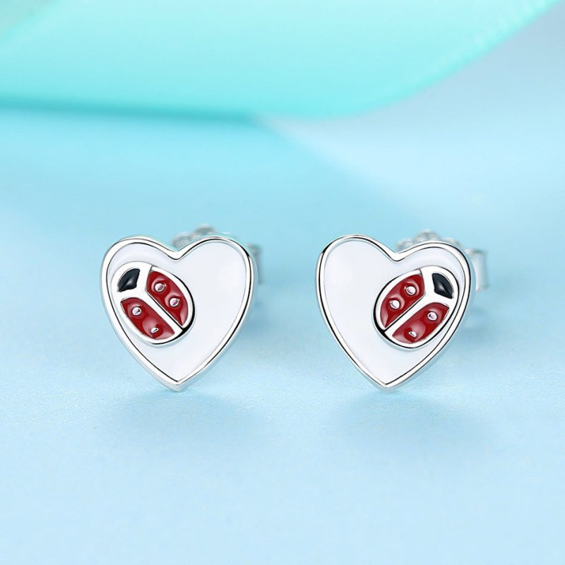 Ladybug Earrings Silver Oil Drop Seven Star-Jewearrings