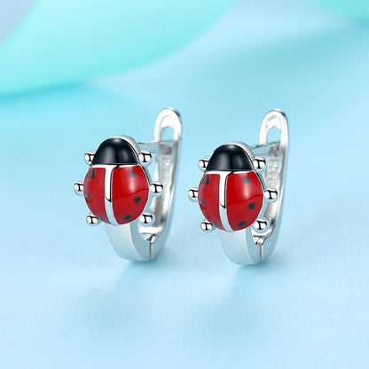 Ladybug Earrings Silver Oil Drop Seven Star-Jewearrings