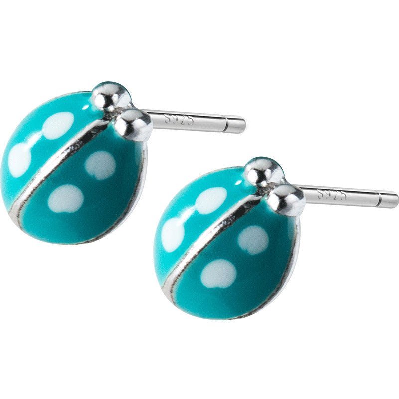 Ladybug Earrings Sweet Green Studs-Jewearrings