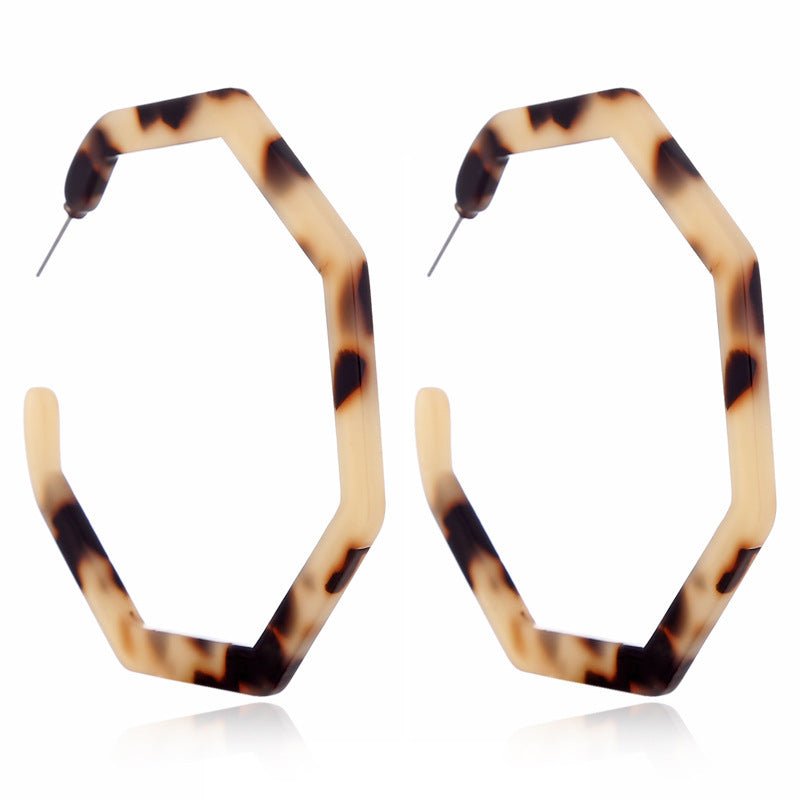 Leopard Earrings acrylic circle geometric Earrings-Jewearrings