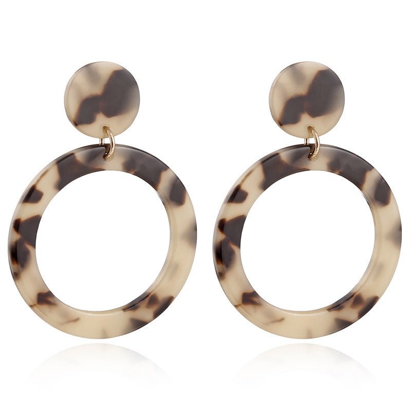 Leopard Earrings acrylic circle geometric Earrings-Jewearrings