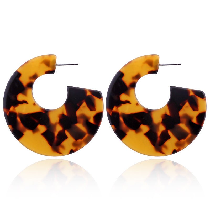 Leopard Earrings acrylic circle geometric Earrings-Jewearrings