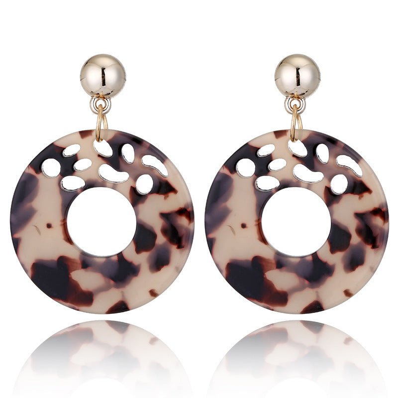 Leopard Earrings acrylic circle geometric Earrings-Jewearrings