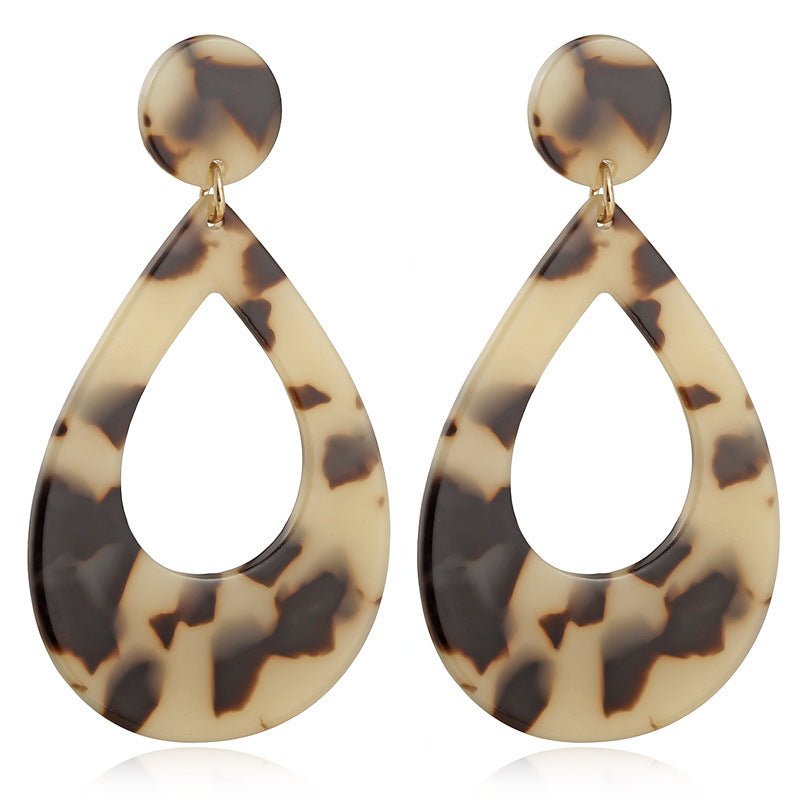 Leopard Earrings acrylic circle geometric Earrings-Jewearrings