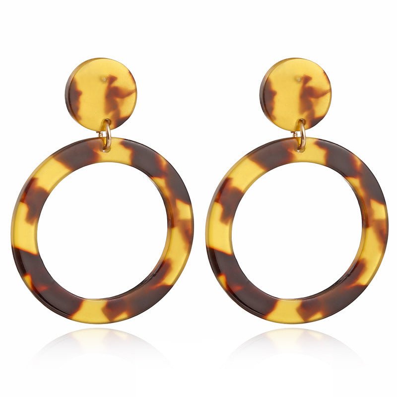 Leopard Earrings acrylic circle geometric Earrings-Jewearrings