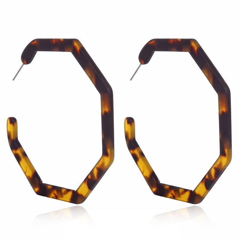 Leopard Earrings acrylic circle geometric Earrings-Jewearrings