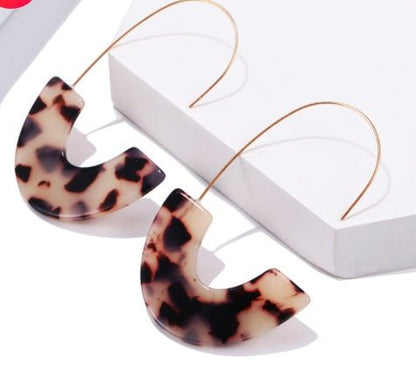 Leopard Print Acrylic Earrings U Shape Simple-Jewearrings