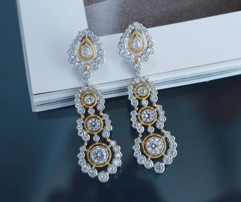 Light Luxury 925 Silver Gold-plated Carved Zirconium Diamond Earrings-Jewearrings