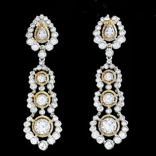 Light Luxury 925 Silver Gold-plated Carved Zirconium Diamond Earrings-Jewearrings