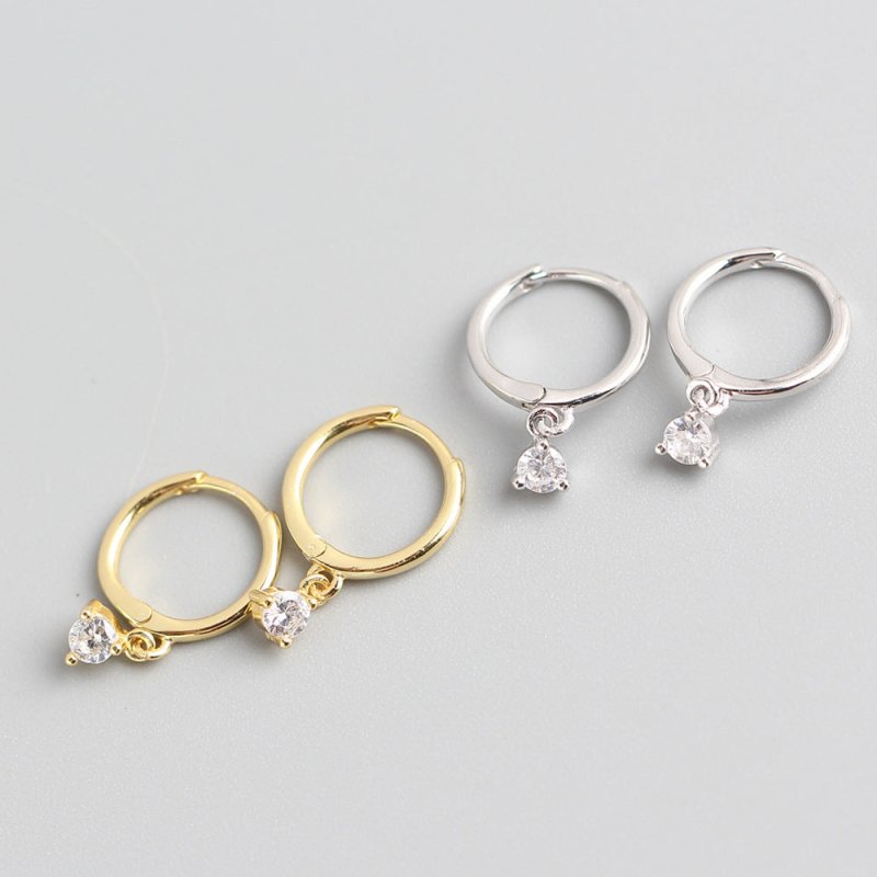 Light Luxury Diamond Ear Buckle S925 Sterling Silver Minimalist INS Style Zircon Earrings-Jewearrings