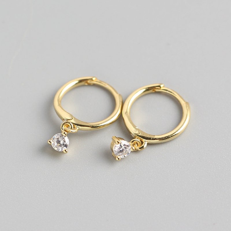 Light Luxury Diamond Ear Buckle S925 Sterling Silver Minimalist INS Style Zircon Earrings-Jewearrings