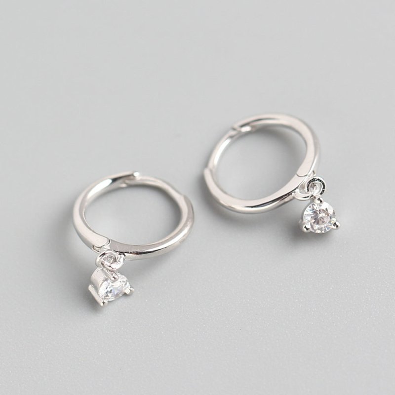 Light Luxury Diamond Ear Buckle S925 Sterling Silver Minimalist INS Style Zircon Earrings-Jewearrings