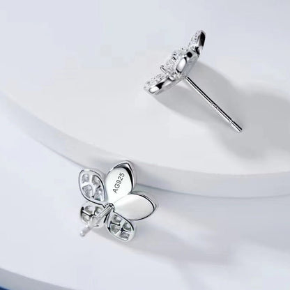 Light Luxury Full Diamond Inlaid Petal Sterling Silver Stud Earrings-Jewearrings