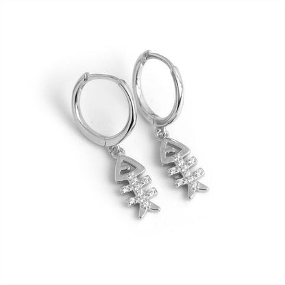 Light luxury gold diamond fishbone earrings-Jewearrings