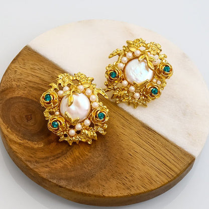 Light Luxury Rose Baroque Pearl Earrings-Jewearrings