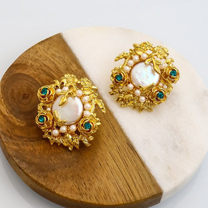 Light Luxury Rose Baroque Pearl Earrings-Jewearrings