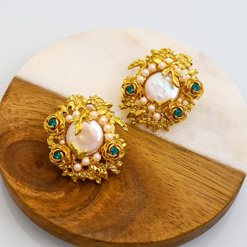 Light Luxury Rose Baroque Pearl Earrings-Jewearrings