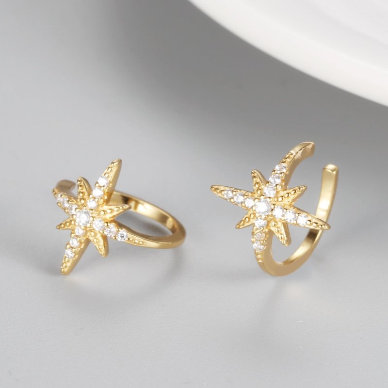 Light Luxury Style Diamond-Studded Star Earrings Female S925 Sterling Silver Shiny Zircon Six-Pointed Star-Jewearrings