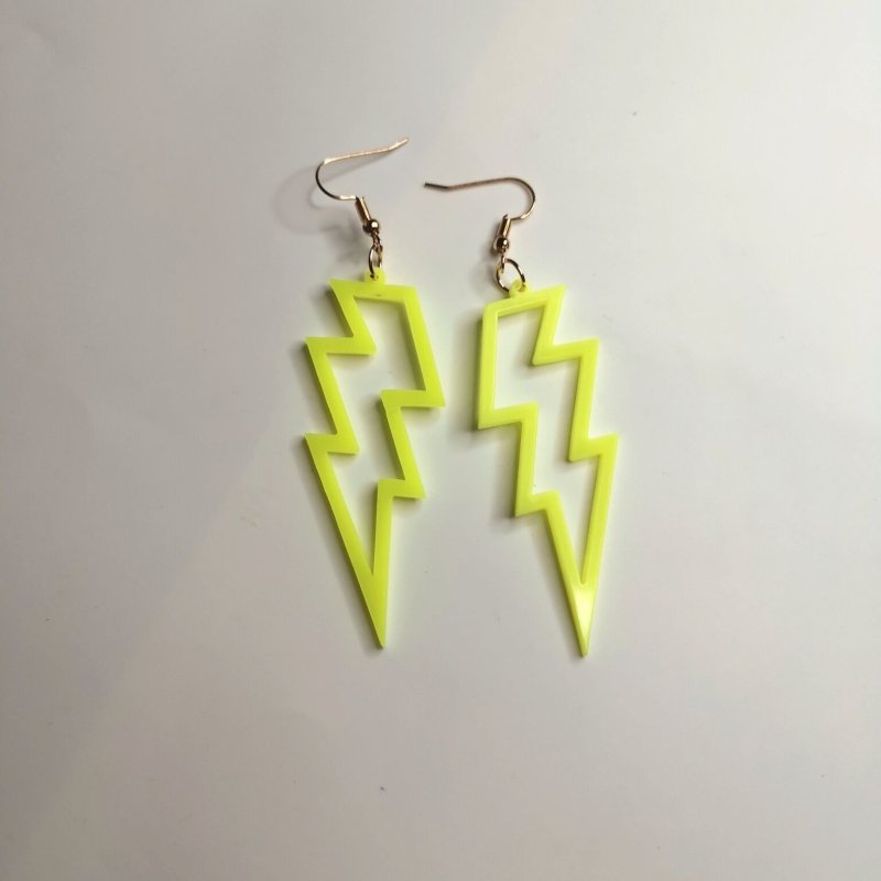 Lightning Stud Earrings Ultrapunk Fluorescent Acrylic-Jewearrings