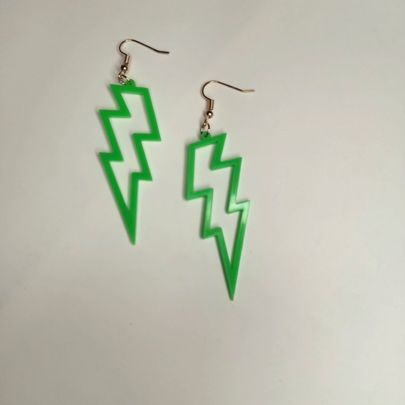 Lightning Stud Earrings Ultrapunk Fluorescent Acrylic-Jewearrings