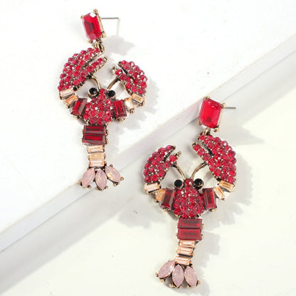 Lobster Stud Earrings Color Diamond Earrings-Jewearrings