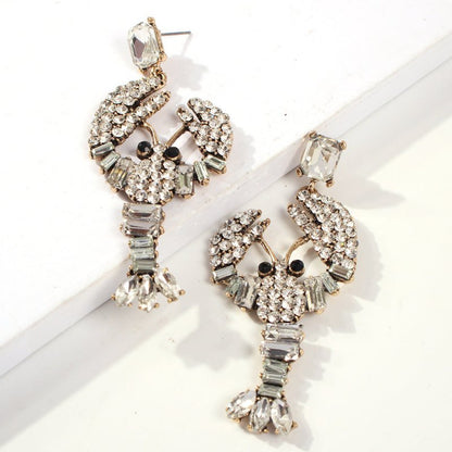 Lobster Stud Earrings Color Diamond Earrings-Jewearrings