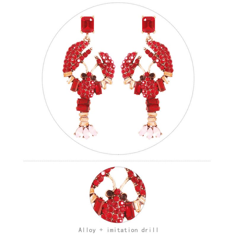 Lobster Stud Earrings Color Diamond Earrings-Jewearrings