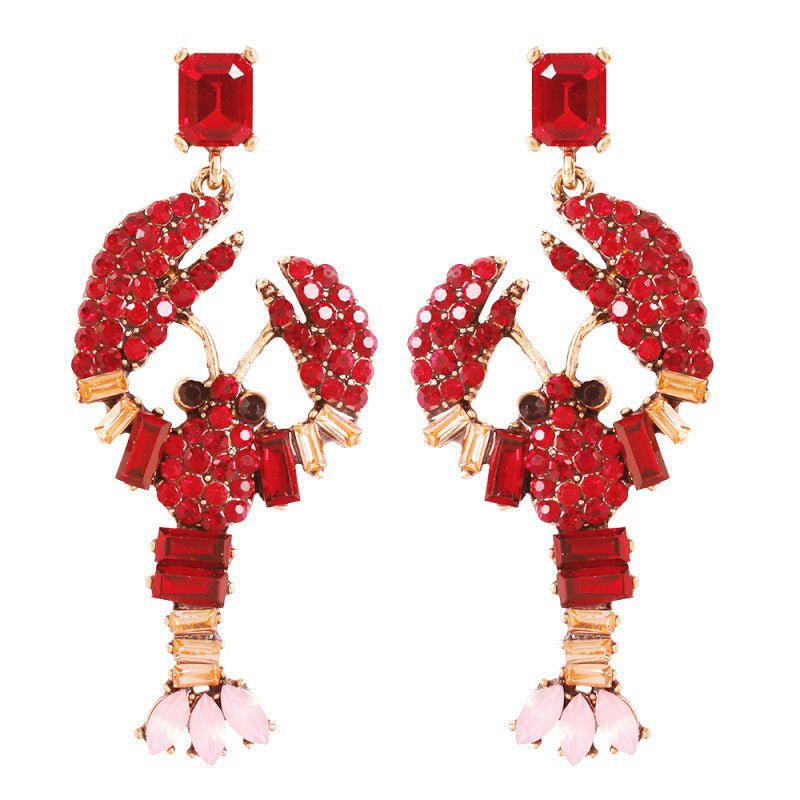 Lobster Stud Earrings Color Diamond Earrings-Jewearrings