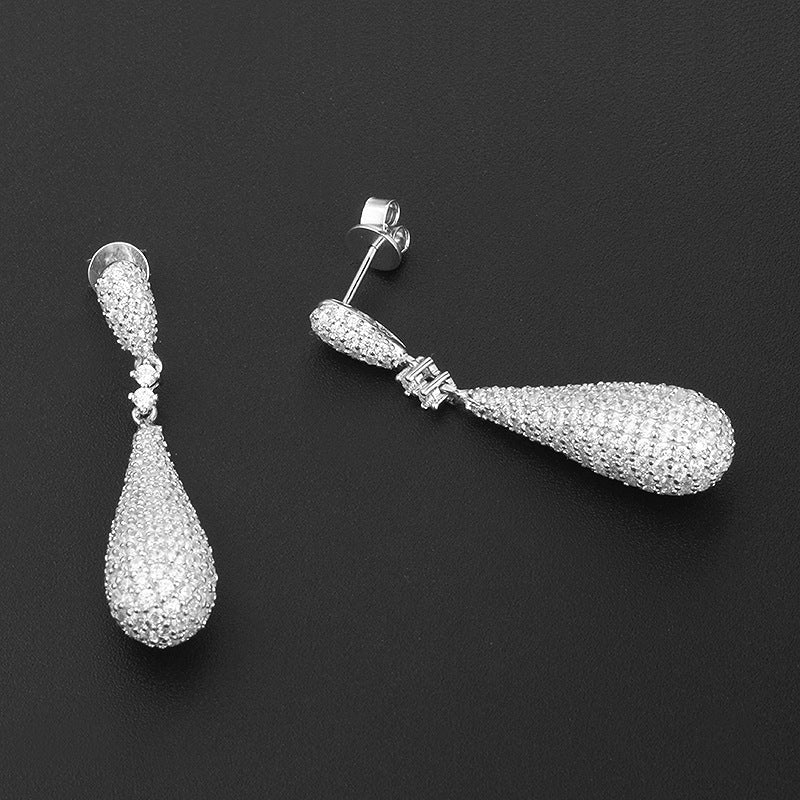 Long 925 Silver Water Drop-shaped Earrings-Jewearrings