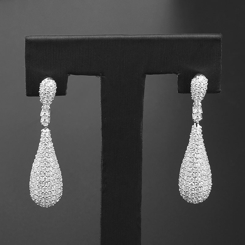 Long 925 Silver Water Drop-shaped Earrings-Jewearrings