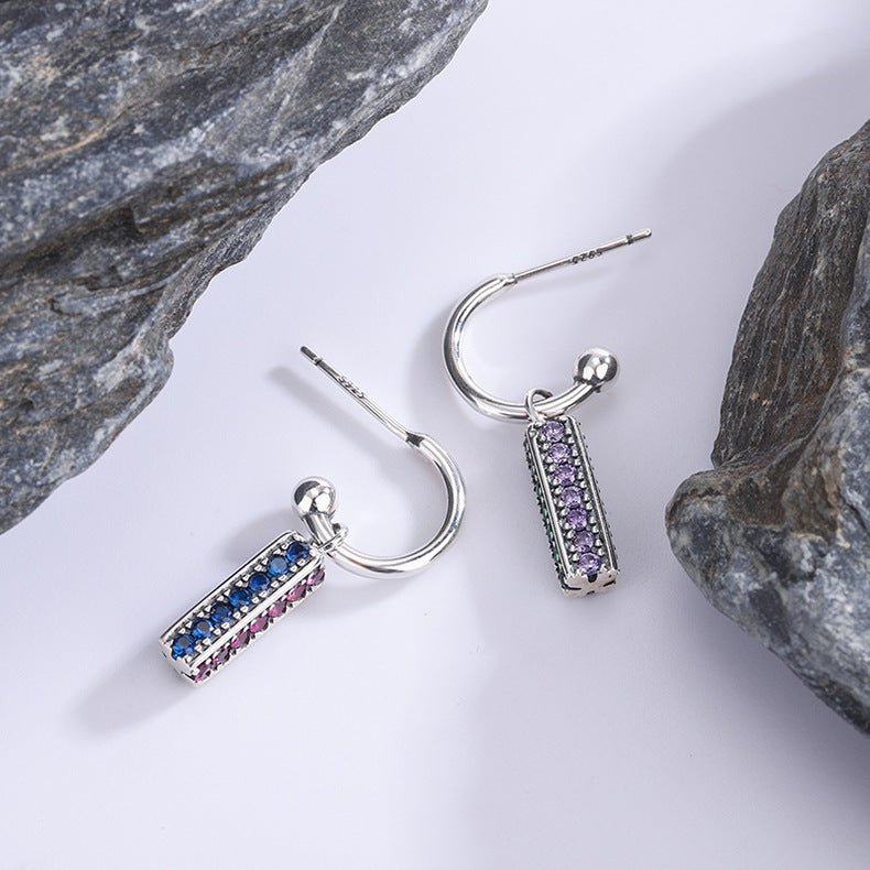 Long 925 Sterling Silver Colorful Lovely Earrings-Jewearrings