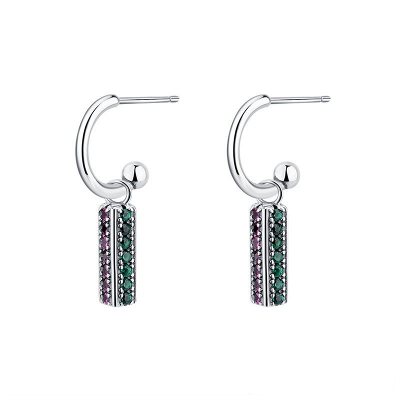 Long 925 Sterling Silver Colorful Lovely Earrings-Jewearrings