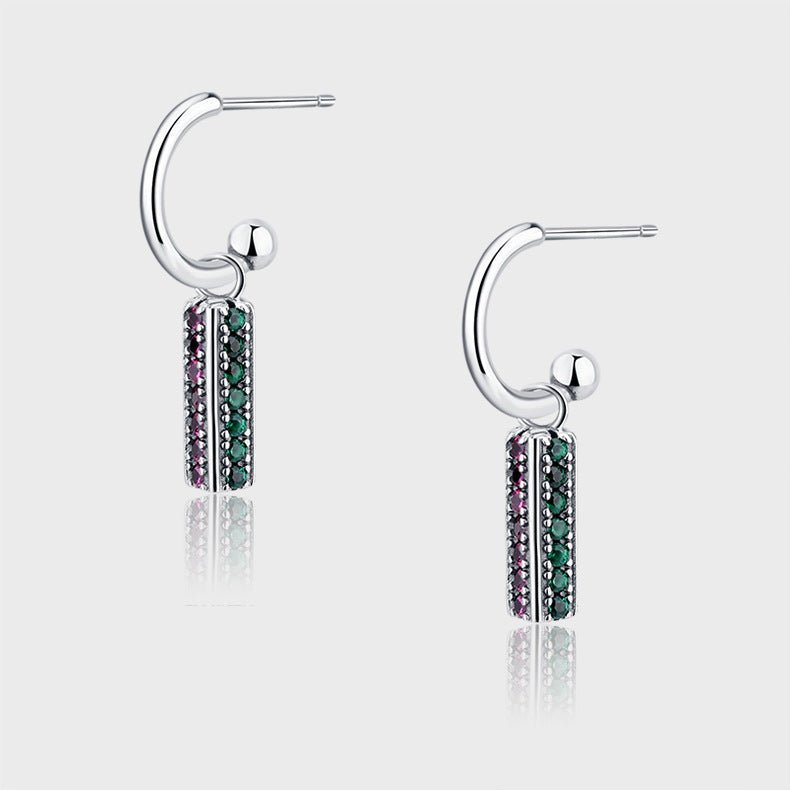 Long 925 Sterling Silver Colorful Lovely Earrings-Jewearrings