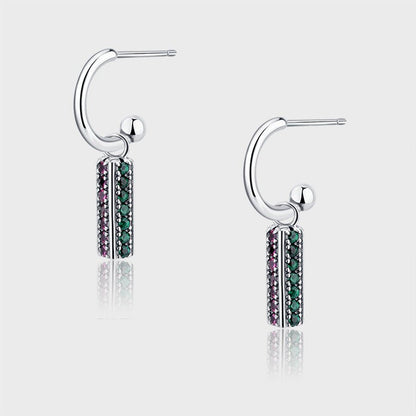 Long 925 Sterling Silver Colorful Lovely Earrings-Jewearrings