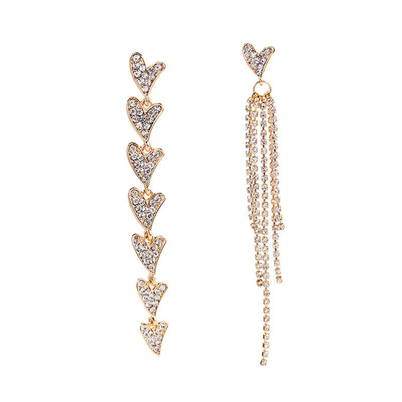 Long Diamond Studded Tassel Earrings-Jewearrings