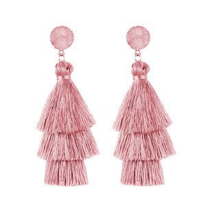 Long Elegant Tassel Earrings Diamond-embedded Rice Tassel Eardrop Earring Women-Jewearrings