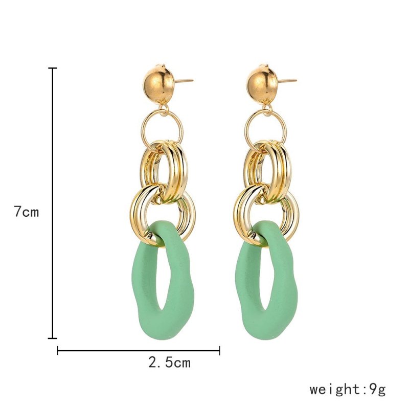 Long Exaggerated O-shaped Circle Color Acrylic Big Earrings-Jewearrings