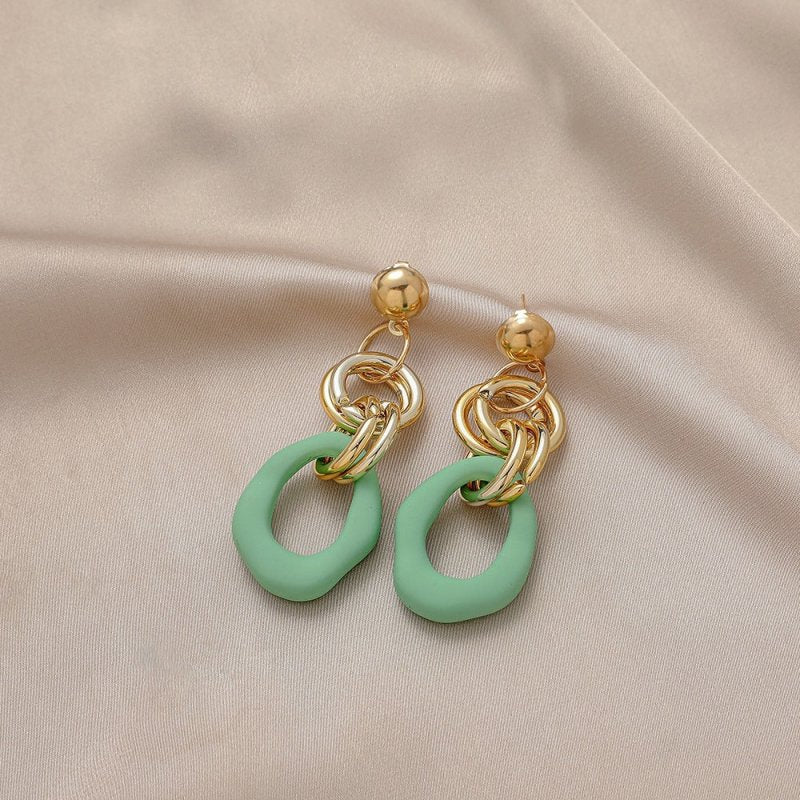 Long Exaggerated O-shaped Circle Color Acrylic Big Earrings-Jewearrings