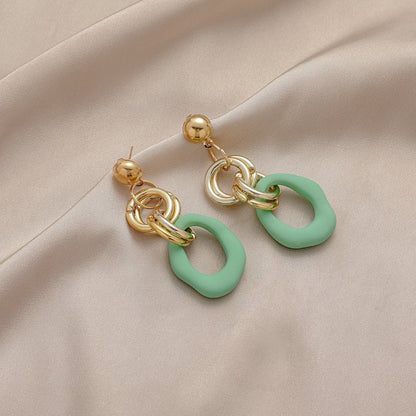 Long Exaggerated O-shaped Circle Color Acrylic Big Earrings-Jewearrings