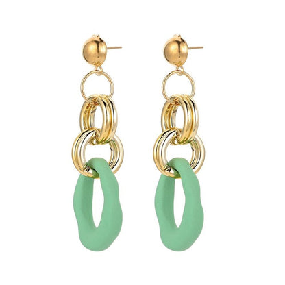 Long Exaggerated O-shaped Circle Color Acrylic Big Earrings-Jewearrings