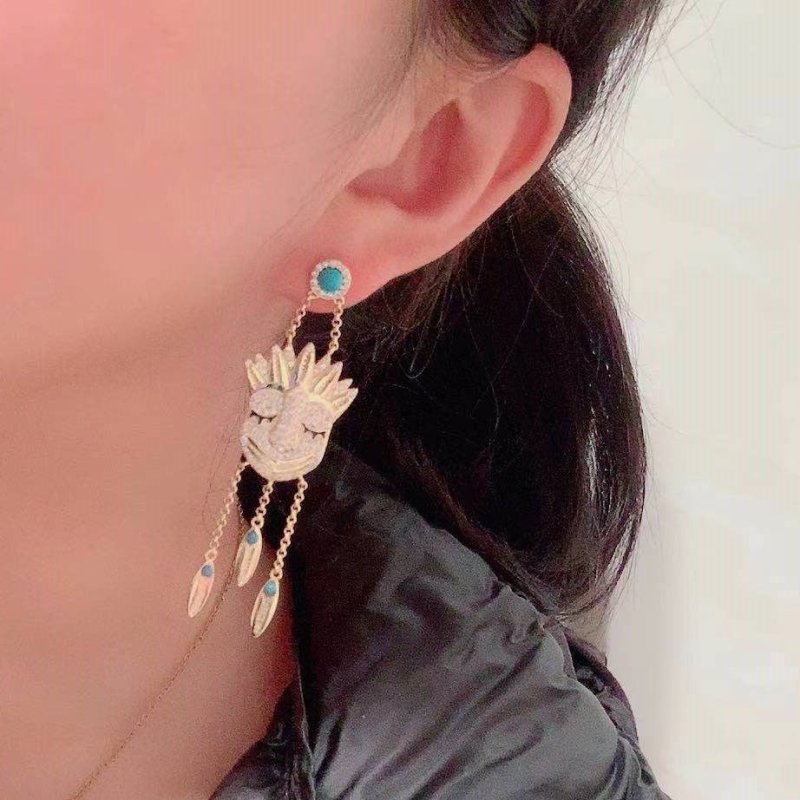 Long Feather Tassel S925 Silver Pin Earrings-Jewearrings