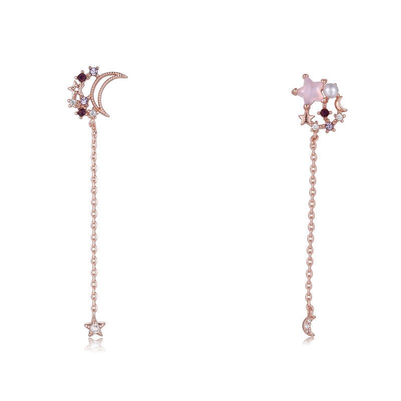 Long Fringed Shell Flower Stud Earrings-Jewearrings