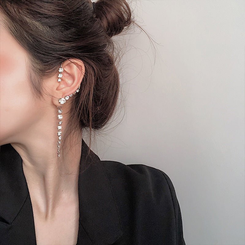 Long Simple Earrings Female Flash Diamond Stud Earrings-Jewearrings