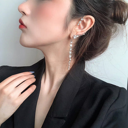 Long Simple Earrings Female Flash Diamond Stud Earrings-Jewearrings