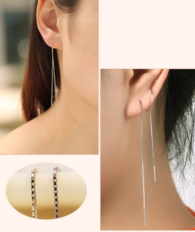 Long simple tassel silver earrings-Jewearrings