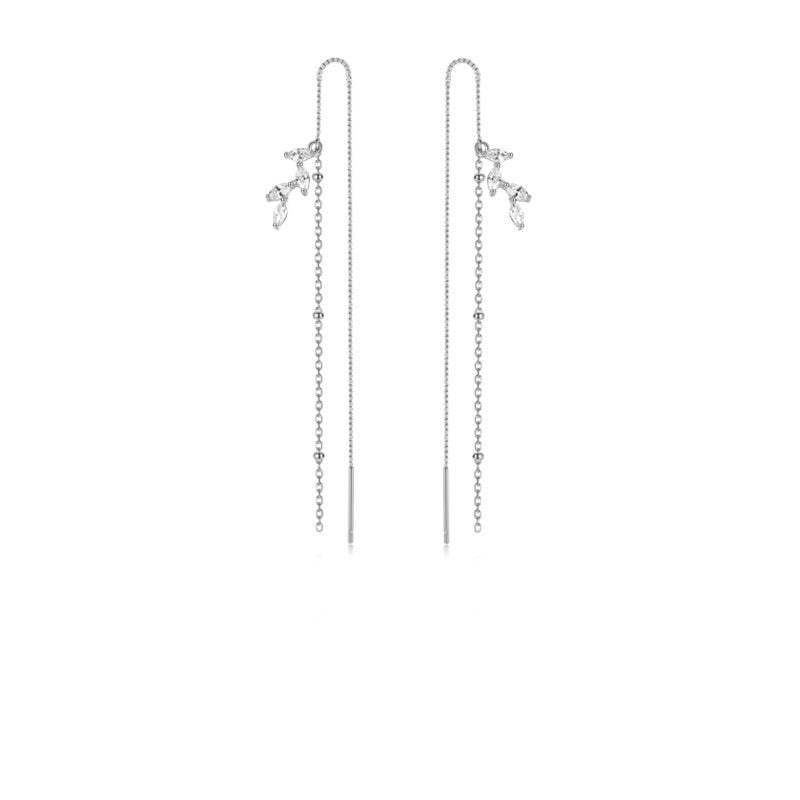 Long Tassel Earrings With Niche Design And Temperament In Sterling Silver For Women-Jewearrings