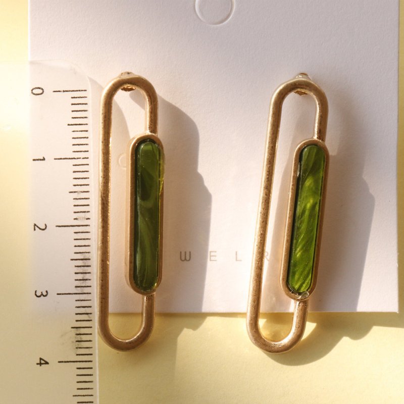 Long Thin Inlaid Acrylic Alloy Hollow Earrings-Jewearrings