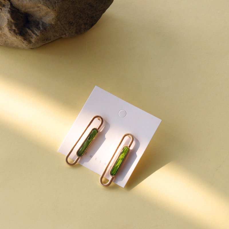 Long Thin Inlaid Acrylic Alloy Hollow Earrings-Jewearrings