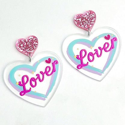 Love Tape Simple Transparent Acrylic Earrings-Jewearrings