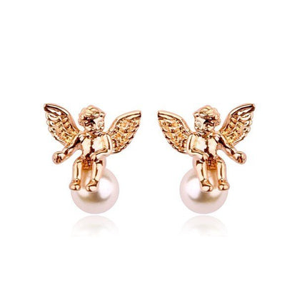 Lucky Angel Pearl Earrings-Jewearrings